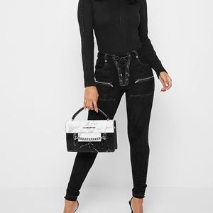 NWT Vegan Suede Leggings with Lack-up